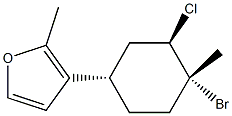 3-[(1S)-4α-Bromo-3β-chloro-4-methylcyclohexyl]-2-methylfuran Struktur