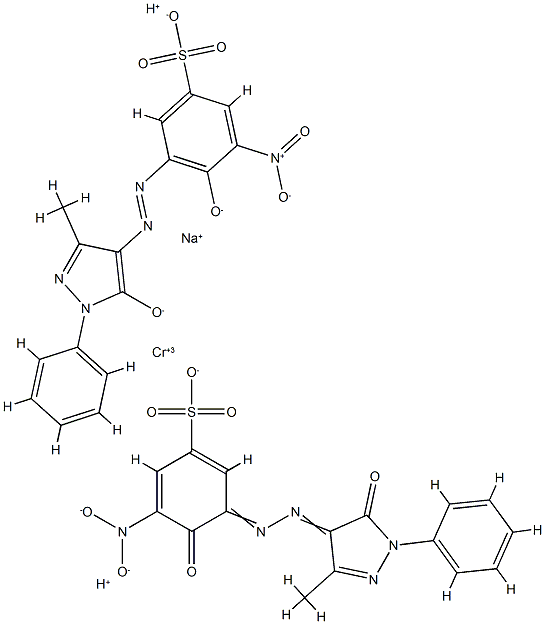 Chromate(3-), bis3-4,5-dihydro-3-methyl-5-(oxo-.kappa.O)-1-phenyl-1H-pyrazol-4-ylazo-.kappa.N1-4-(hydroxy-.kappa.O)-5-nitrobenzenesulfonato(3-)-, sodium dihydrogen Struktur