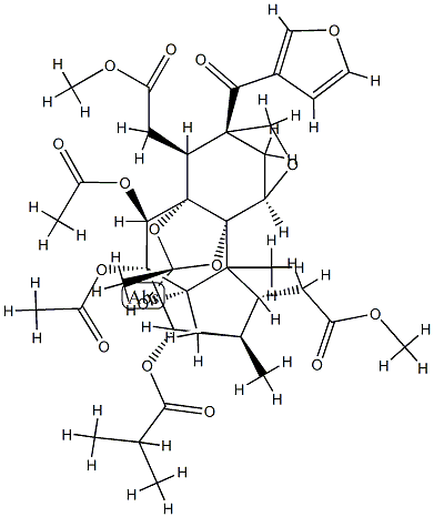 16,17-O-Seco-17-deoxy-11α,18-epoxy-16-methoxy-17-oxophragmalin 2,30-diacetate 3-(2-methylpropanoate) Struktur