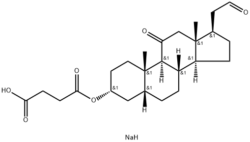 3α-[3-(Sodiooxycarbonyl)-1-oxopropoxy]-11-oxo-5β-pregnan-21-al Struktur