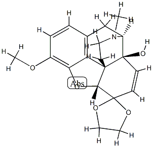 7,8-Didehydro-4,5α-epoxy-14-hydroxy-3-methoxy-17-methylmorphinan-6-one ethylene acetal Struktur