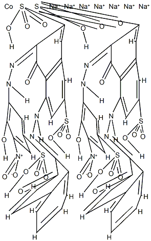 heptasodium bis[4-hydroxy-5-[(2-hydroxy-1-naphthyl)azo]-3-[(2-hydroxy-3-nitro-5-sulphophenyl)azo]naphthalene-2,7-disulphonato(5-)]cobaltate(7-) Struktur