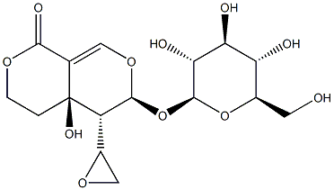 (4aR,5R,6S)-6-(β-D-Glucopyranosyloxy)-4,4a,5,6-tetrahydro-4a-hydroxy-5-[(S)-oxiran-2-yl]-1H,3H-pyrano[3,4-c]pyran-1-one Struktur