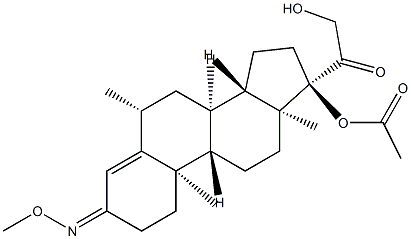 17-Acetoxy-21-hydroxy-3-methoxyimino-6β-methylpregn-4-en-20-one Struktur