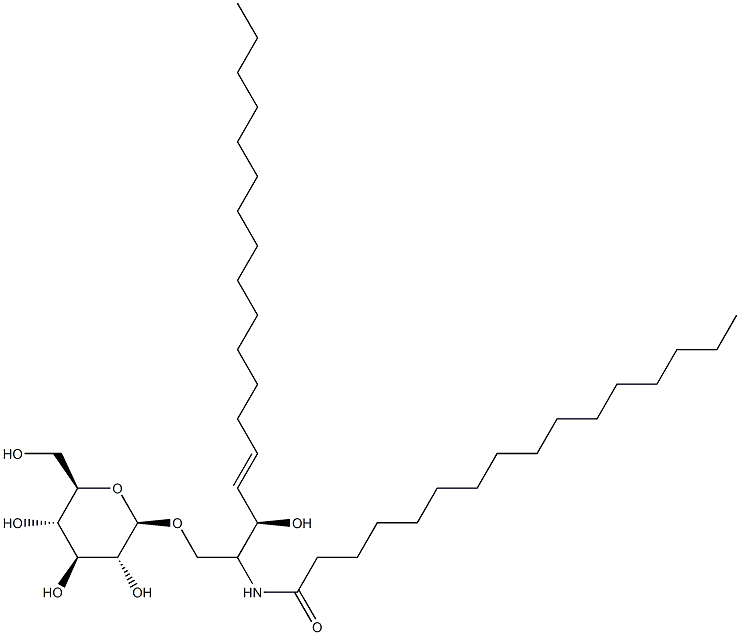 1-O-β-D-Glucopyranosyl-N-hexadecanoylsphingosine Struktur