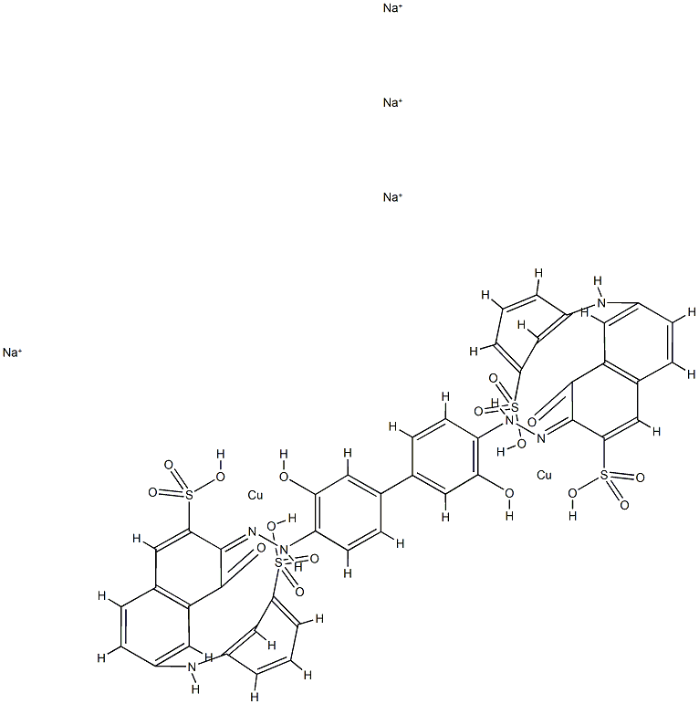 tetrasodium [mu-[[3,3'-[(3,3'-dihydroxy[1,1'-biphenyl]-4,4'-diyl)bis(azo)]bis[4-hydroxy-6-(3-sulphoanilino)naphthalene-2-sulphonato]](8-)]]dicuprate(4-) Struktur