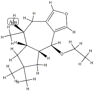 4β-Ethoxy-4,4aβ,5,6,7,7aβ,8,9-octahydro-6,6,8-trimethylazuleno[5,6-c]furan-8β-ol Struktur