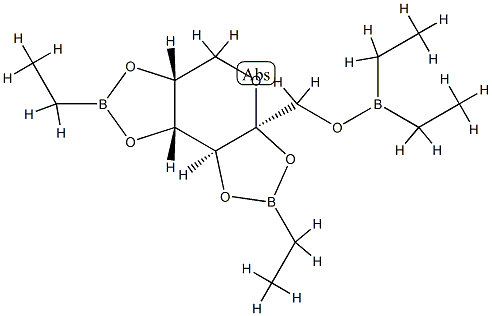 2-O,3-O:4-O,5-O-Bis(ethylboranediyl)-1-O-(diethylboryl)-β-D-fructopyranose Struktur