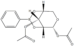 2-O,4-O-(Phenylboranediyl)-α-D-ribopyranose 1,3-diacetate Struktur