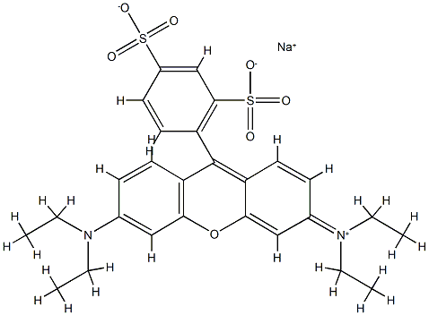 Ammonium, (6-(diethylamino)-9-(2,4-disulfophenyl)-3H-xanthen-3-ylidene)diethyl-, hydroxide, inner salt, sodium salt Struktur