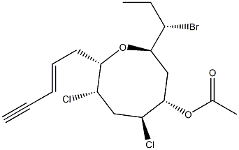 2β-[(S)-1-Bromopropyl]-5β,7α-dichloro-8α-[(E)-2-pentene-4-ynyl]oxocane-4α-ol acetate Struktur