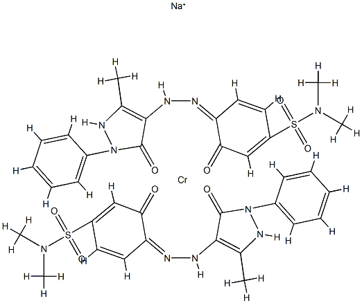 sodium bis[4-[(4,5-dihydro-3-methyl-5-oxo-1-phenyl-1H-pyrazol-4-yl)azo]-3-hydroxy-N,N-dimethylbenzene-1-sulphonamidato(2-)]chromate(1-) Struktur