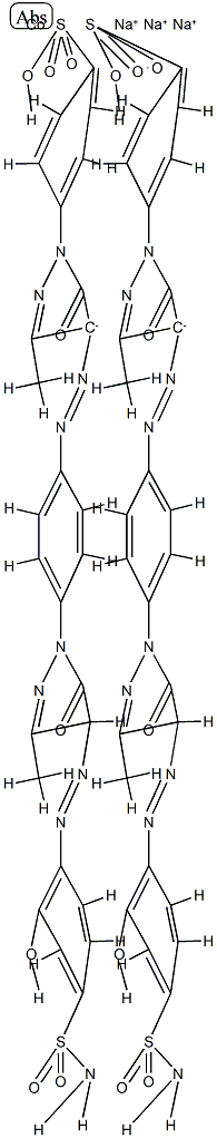 Cobaltate(3-), bis[4-[4-[[4-[4-[[5-(aminosulfonyl)-2-hydroxyphenyl]azo]-4,5-dihydro-3-methyl-5-oxo-1H-pyrazol-1-yl]phenyl]azo]-4,5-dihydro-3-methyl-5-oxo-1H-pyrazol-1-yl]benzenesulfonato(3-)]-, trisodium Struktur