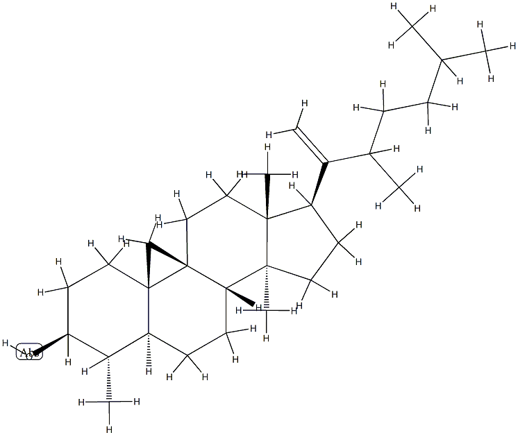 4α,14,22-Trimethyl-9,19-cyclo-5α-cholest-20-en-3β-ol Struktur