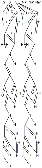 trisodium bis[2-[[2,4-dihydroxy-3-[(2-methyl-4-sulphophenyl)azo]phenyl]azo]benzoato(3-)]chromate(3-) Struktur