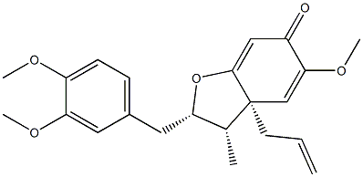 (2S)-2β-[(3,4-Dimethoxyphenyl)methyl]-3,3a-dihydro-5-methoxy-3β-methyl-3aβ-(2-propenyl)-6(2H)-benzofuranone Struktur