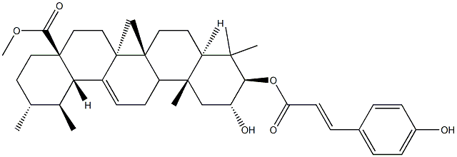 2α-Hydroxy-3β-[[3-(4-hydroxyphenyl)-1-oxo-2-propenyl]oxy]urs-12-en-28-oic acid methyl ester Struktur