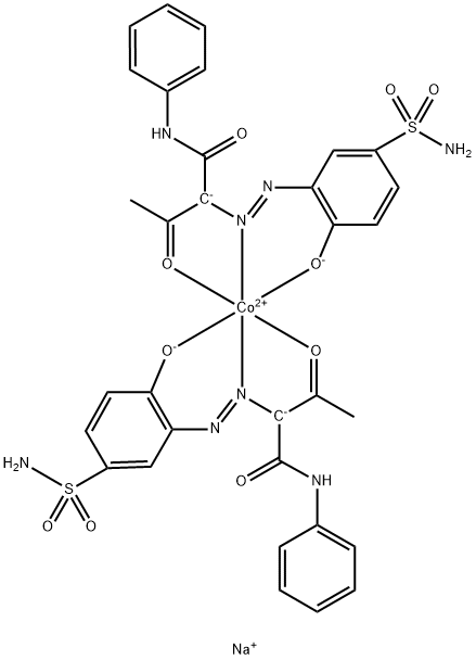 Cobaltate(2-), bis[2-[[5-(aminosulfonyl) -2-hydroxyphenyl]azo]-3-oxo-N-phenylbutanamidato(2 -)]-, disodium Struktur