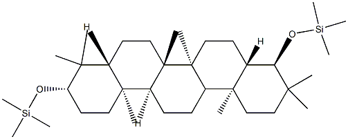 [[(8α,9β,13α,14β,17α,18β)-21,21-Dimethyl-29,30-dinorgammacerane-3β,22α-diyl]bisoxy]bis(trimethylsilane) Struktur