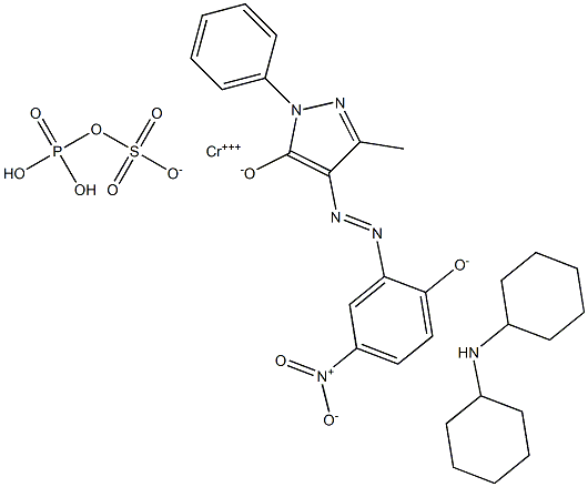 Chromium, [4-[4,5-dihydro-4-[(2-hydroxy- 5-nitrophenyl)azo]-3-methyl-5-oxo-1H-pyrazol -1-yl]benzenesulfonato(3-)]-, compd. with N-cyclohexylcyclohexanamine phosphate (1:1:1) Struktur