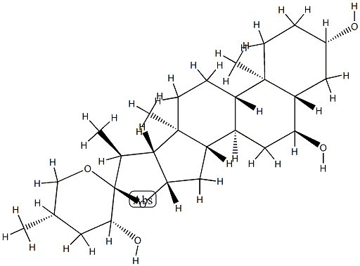 (23R,25S)-5α-Spirostane-3β,6α,23-triol Struktur