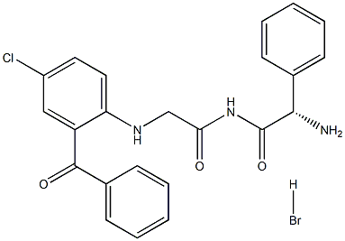 2-Benzoyl-4-chloro-N(sup alpha)-DL-(alpha-phenylglycyl)glycinanilide h ydrobromide Struktur