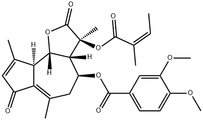 3,4-Dimethoxybenzoic acid (3S)-2,3,3aβ,4,5,7,9aα,9bβ-octahydro-3,6,9-trimethyl-3β-[[(E)-2-methyl-1-oxo-2-butenyl]oxy]-2,7-dioxoazuleno[4,5-b]furan-4β-yl ester Struktur