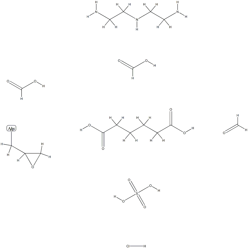 Hexanedioic acid, polymer with N-(2-aminoethyl)-1,2-ethanediamine, (chloromethyl)oxirane, formaldehyde and formic acid, formate hydrochloride sulfate Struktur