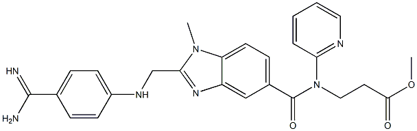 β-Alanine, N-[[2-[[[4-(aminoiminomethyl)phenyl]amino]methyl]-1-methyl-1H-benzimidazol-5-yl]carbonyl]-N-2-pyridinyl-, methyl ester Struktur