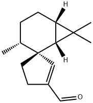 (1R,2S,6β)-3α,7,7-Trimethylspiro[bicyclo[4.1.0]heptane-2,1'-[2]cyclopentene]-3'-carbaldehyde Struktur