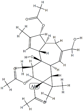 (1aR)-1aα,1bβ,4,4aβ,5,7aα,7b,8,9,9a-Decahydro-3-hydroxymethyl-1,1,6,8α-tetramethyl-1H-cyclopropa[3,4]benz[1,2-e]azulene-5β,7bα,9β,9aα-tetrol 5,9,9a-triacetate Struktur