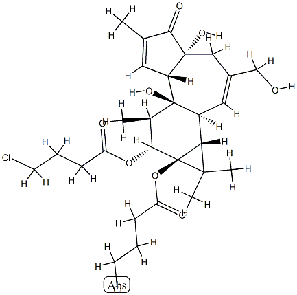 Bis(4-chlorobutyric acid)(1aR)-1,1aα,1bβ,4,4a,5,7aα,7b,8,9-decahydro-4aβ,7bα-dihydroxy-3-(hydroxymethyl)-1,1,6,8α-tetramethyl-5-oxo-9aH-cyclopropa[3,4]benz[1,2-e]azulene-9β,9aα-diyl ester Struktur