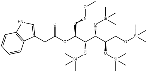 D-Glucose, 3,4,5,6-tetrakis-O-(trimethylsilyl)-, O-methyloxime, 2-(1H- indole-3-acetate) Struktur