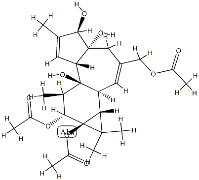 (1aR)-3-(Acetyloxy)methyl-1aα,1bβ,4,4a,5,7aα,7b,8,9,9a-decahydro-1,1,6,8α-tetramethyl-1H-cyclopropa[3,4]benz[1,2-e]azulene-4aβ,5α,7bα,9β,9aα-pentol 9,9a-diacetate Struktur