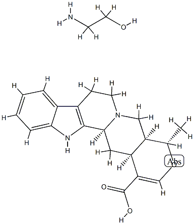 Oxayohimban-16-carboxylic acid, 16,17-didehydro-19-methyl-, (19-alpha, 20-alpha)-, compd. with 2-aminoethanol (1:1) Struktur