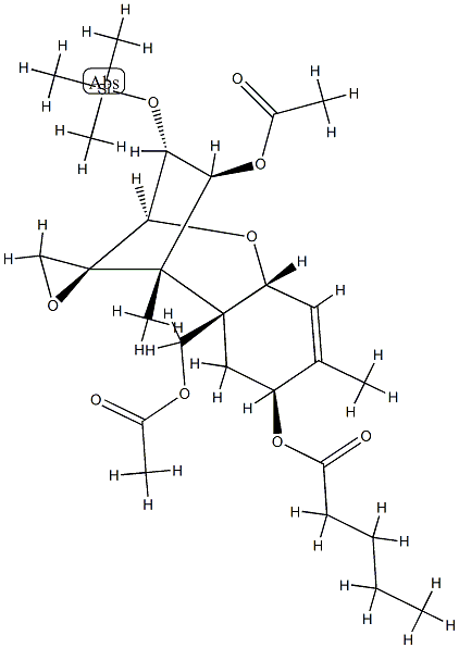 12,13-Epoxy-3α-[(trimethylsilyl)oxy]trichothec-9-ene-4β,8α,15-triol 4,15-diacetate 8-(4-methylbutanoate) Struktur