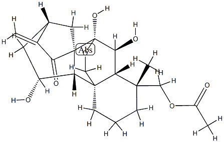 (4R)-18-Acetoxy-7α,20-epoxy-6β,7,11α-trihydroxykaur-16-en-15-one Struktur