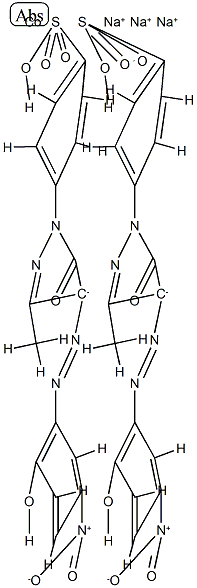 trisodium bis[4-[4,5-dihydro-4-[(2-hydroxy-5-nitrophenyl)azo]-3-methyl-5-oxo-1H-pyrazol-1-yl]benzene-1-sulphonato(3-)]cobaltate(3-) Struktur