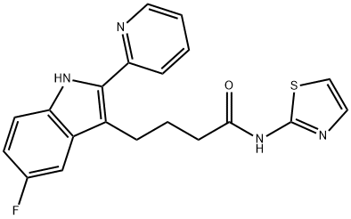 4-[5-fluoro-2-(2-pyridinyl)-1H-indol-3-yl]-N-(1,3-thiazol-2-yl)butanamide Struktur