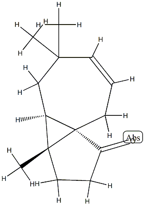 Cyclopenta[1,3]cyclopropa[1,2]cyclohepten-1(2H)-one, 3,3a,3b,4,5,8-hexahydro-3a,5,5-trimethyl-, (3aR,3bR,8aS)-rel- (9CI) Struktur