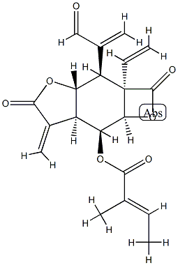 (E)-2-Methyl-2-butenoic acid [(2aR,3aR,6aS,7aR)-2a-vinyl-3α-(1-formylvinyl)-2a,3,3a,5,6,6a,7,7a-octahydro-6-methylene-2,5-dioxo-2H-oxeto[2,3-f]benzofuran-7α-yl] ester Struktur