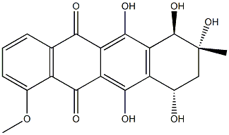 (7R)-7,8,9,10-Tetrahydro-6,7β,8α,10α,11-pentahydroxy-1-methoxy-8β-methyl-5,12-naphthacenedione Struktur