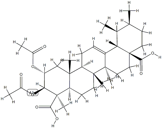 2 alpha,3 beta,20 beta-urs-delta 12-ene-23 beta,28-dioic acid 2,3-diacetate Struktur