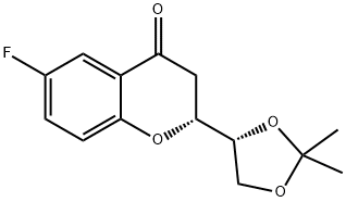 (1’R,2R)-2-[(1’,2’-O-Isopropylidene)dihydroxyethyl]-6-fluorochroman-4-one Struktur