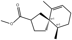 Spiro[4.5]dec-6-ene-2-carboxylic acid, 6,10-dimethyl-, methyl ester, (5R,10R)-rel- (9CI) Struktur