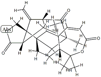 (5aR,7aS,13aS)-5,5aβ,6,7,8,9,10,10aβ,14,15,15aα,15b-Dodecahydro-5,5,9,15bα-tetramethyl-14-methylene-9α,15α-methano-3H,11H-furo[3',4':3a,4]indeno[1,7a-g][2]benzoxepin-3,11,16-trione Struktur