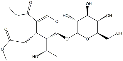 (2S)-2β-(β-D-Glucopyranosyloxy)-3,4-dihydro-3α-[(S)-1-hydroxyethyl]-5-methoxycarbonyl-2H-pyran-4α-acetic acid methyl ester Struktur