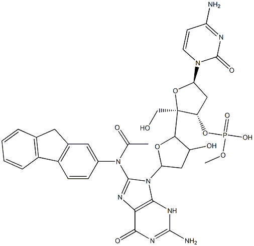 2'-deoxycytidylyl-(3--5)-2'-deoxy-8-(N-fluoren-2-ylacetamido)guanosine Struktur