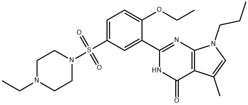 2-[2-Ethoxy-5-(4-ethyl-piperazine-1-sulfonyl)-phenyl]-5-methyl-7-propyl-3,7-dihydro-pyrrolo[2,3-d]pyrimidin-4-one              804519-64-0 HCl           804520-62-5 2HCl Struktur