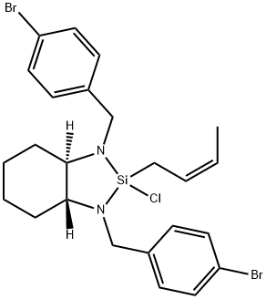 (1R,2R)-(-)-[N,N'-Bis(4-bromobenzyl)-1,2-cyclohexanediamino][(2Z)-2-buten-1-yl]chlorosilane, min. 98% Struktur